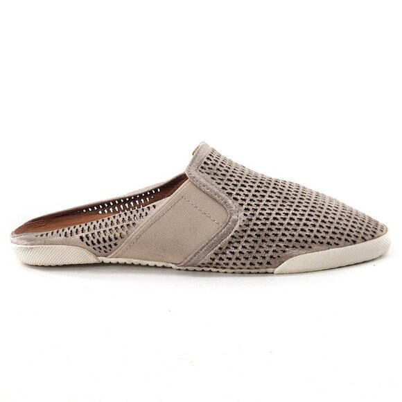 FRYE Melanie Silver Metallic Leather Perforated Mules Flat Breathable - Picture 4 of 8